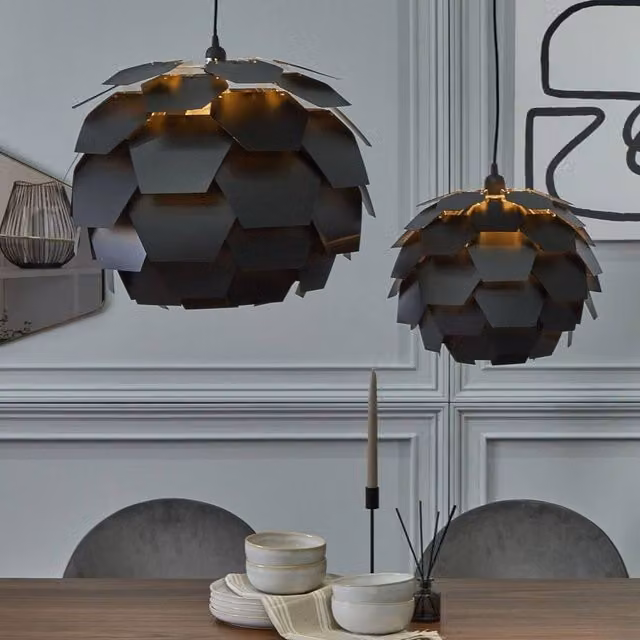 Wyld and Coco Black Pine Cone Pendant Lamp