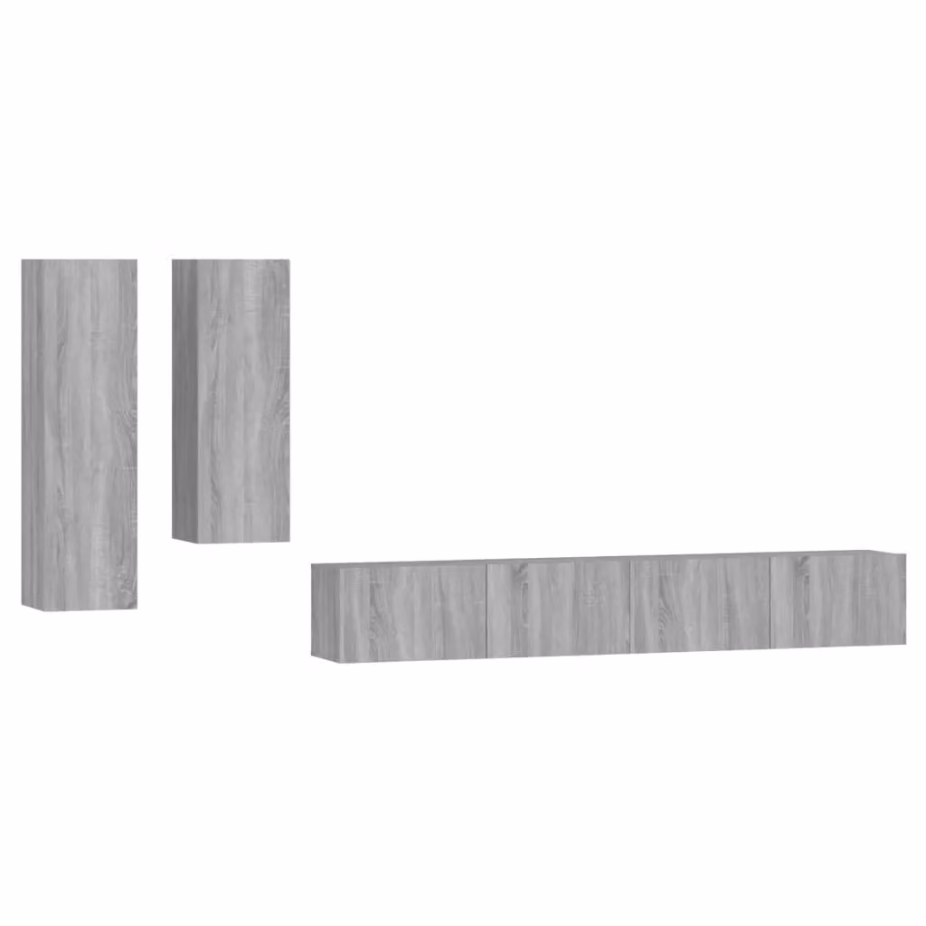 Berkfield Home 4 Piece Grey Sonoma TV Cabinet Set in Engineered Wood – 2