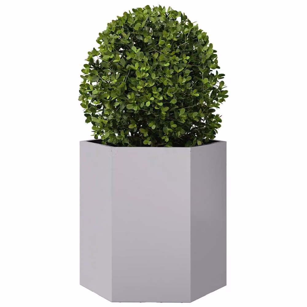 Berkfield Home Hexagon Garden Planter Set of 2, Galvanised Steel, Silver, W: 46 cm, D: 40 cm, H: 45 cm – 5