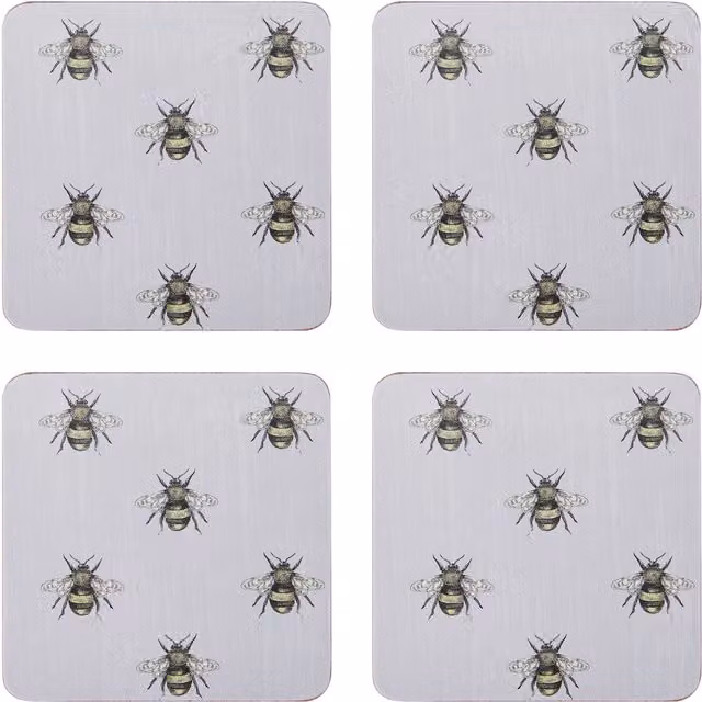 Creative Tops Set of 4 Square Absorbent Coasters, Grey, W/D/H: 10.5 x 10.5 x 2 cm