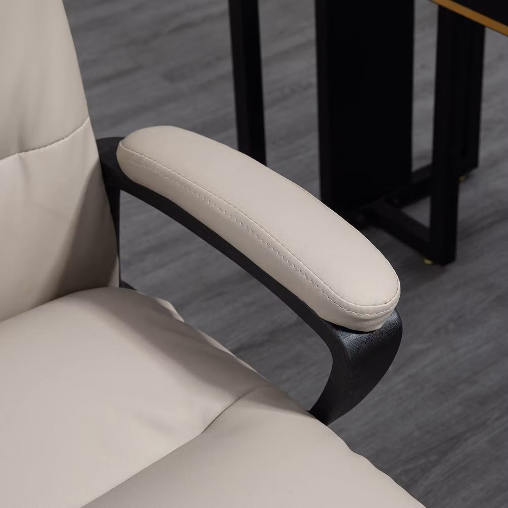 STILVORA Grey Synthetic Leather Task Chair with Armrests and Swivel Castors, W/D/H: 69 x 64 x 120 cm – 5