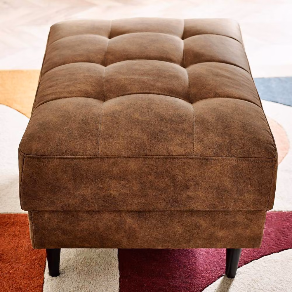 FurnitureboxUK Jade Modern Faux Leather Rectangular Footstool in Brown – 2