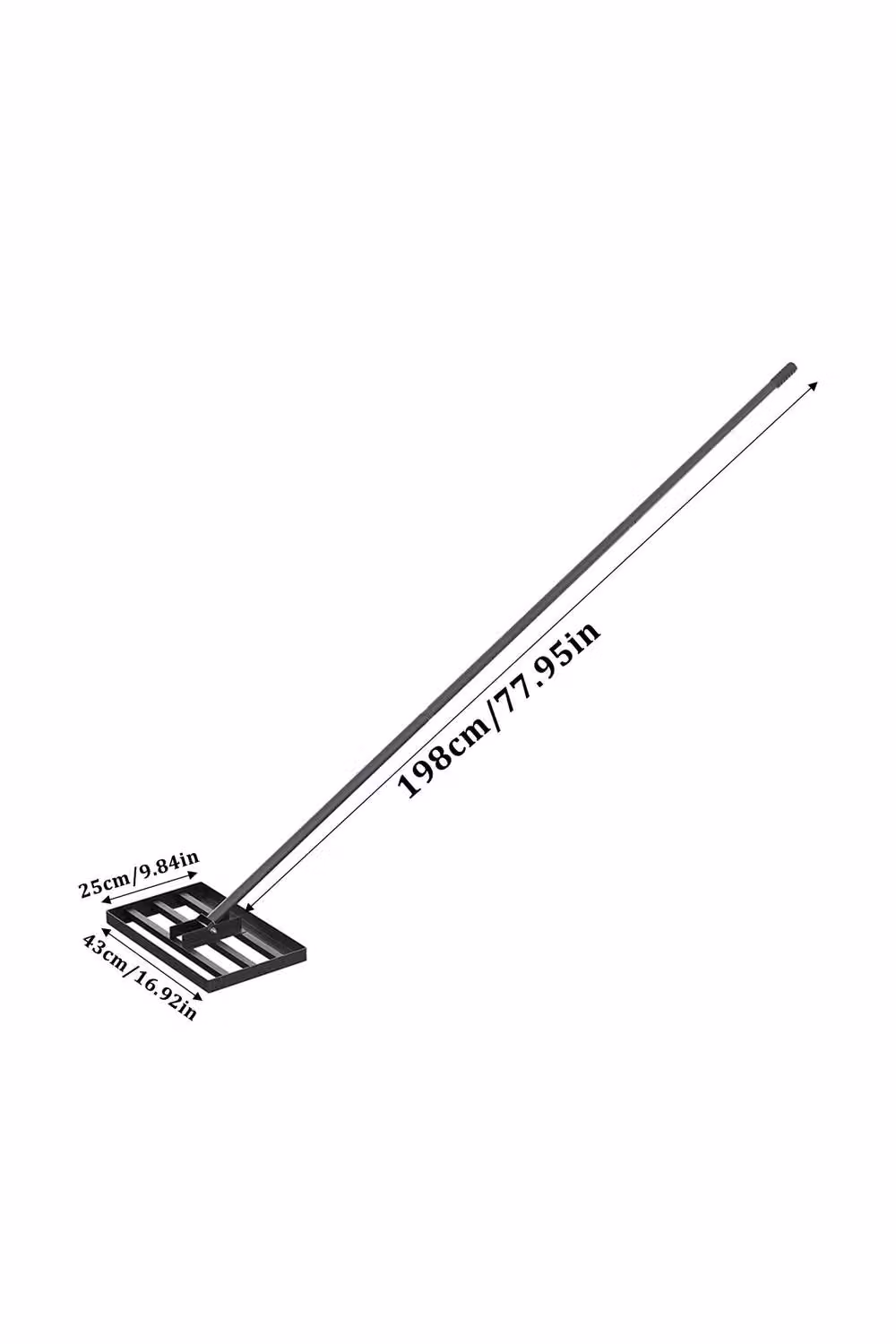 Living and Home Lawn Levelling Rake with 198 cm Stainless Steel Handle in Black – 3