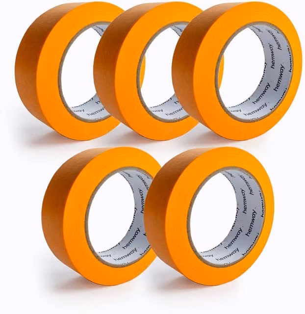 Hemway Premium Painters Masking Tape, Orange, W: 36 mm, L: 50 m (Pack of 5)