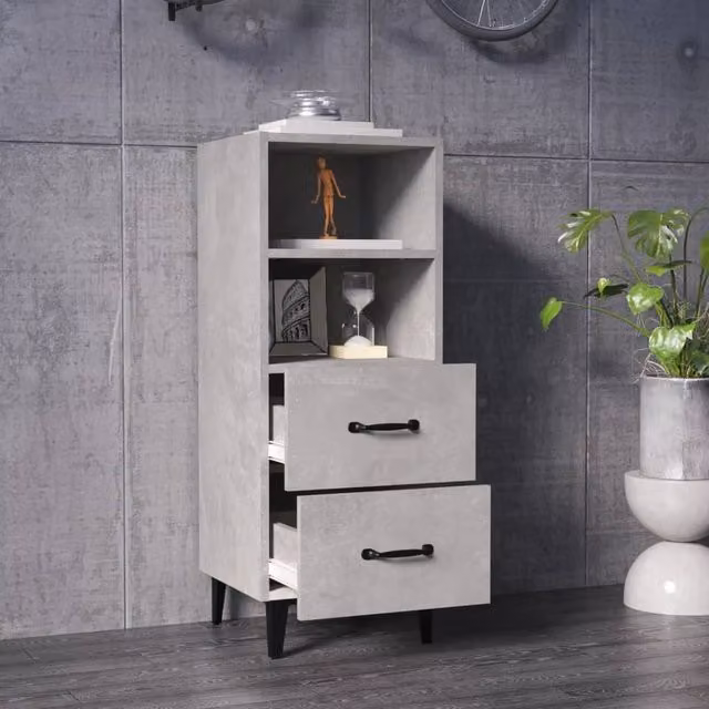 Berkfield Home Concrete Grey Sideboard in MDF, W/D/H: 34.5 x 34 x 90 cm