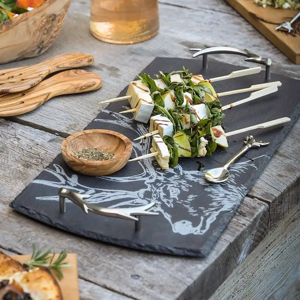 Selbrae House Rectangular Slate Serving Tray with Stainless Steel Handles in Anthracite Grey – 5