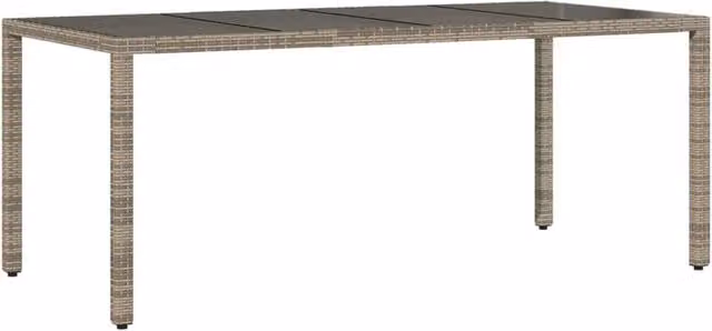 Berkfield Home Grey Poly Rattan Extendable Garden Table with Glass Top, W/D/H: 190 x 90 x 75 cm – 1
