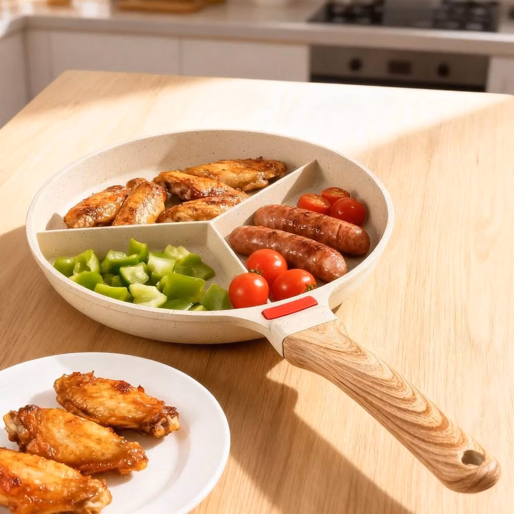 Havendro 3-in-1 Non-Stick Multi-Compartment Ceramic and Aluminium Frying Pan in White – 2