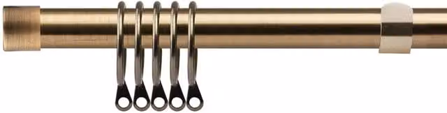 NewEdgeBlinds Fenton Extendable Metal Curtain Pole Set in Brass Gold/Yellow, Length: 160 cm