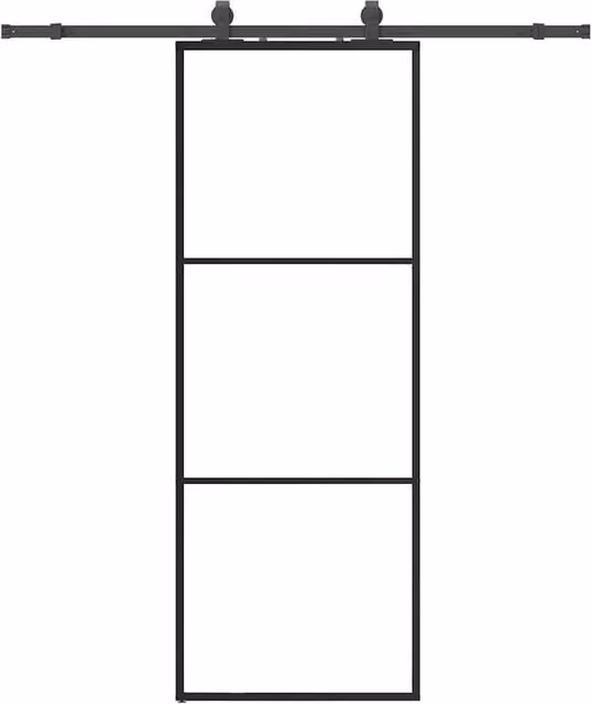 Berkfield Home Modern Sliding Glass Door with Hardware Set, Black, W: 76 cm, H: 205 cm