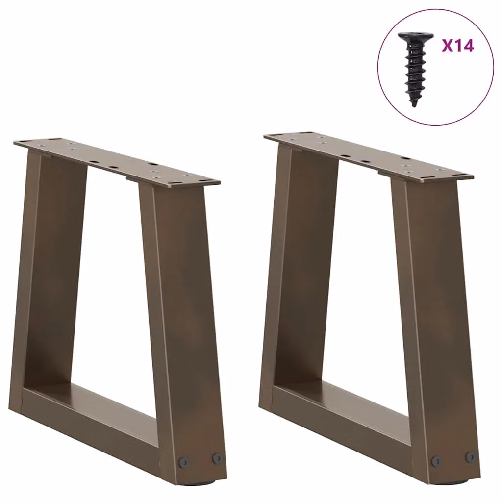 Berkfield Home V-Shape Dining Table Legs, 2 Piece Set, Brown Steel – 2