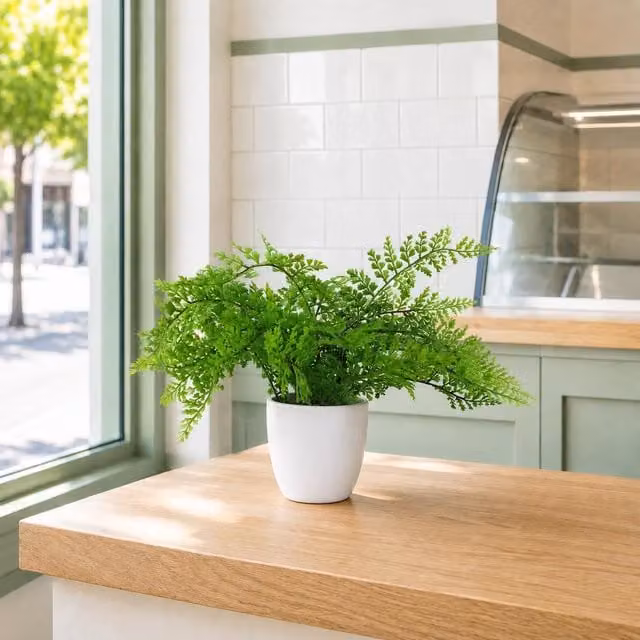 Leaf Design Green Artificial Potted Fern Plant H 40 cm x W 40 cm x D 30 cm