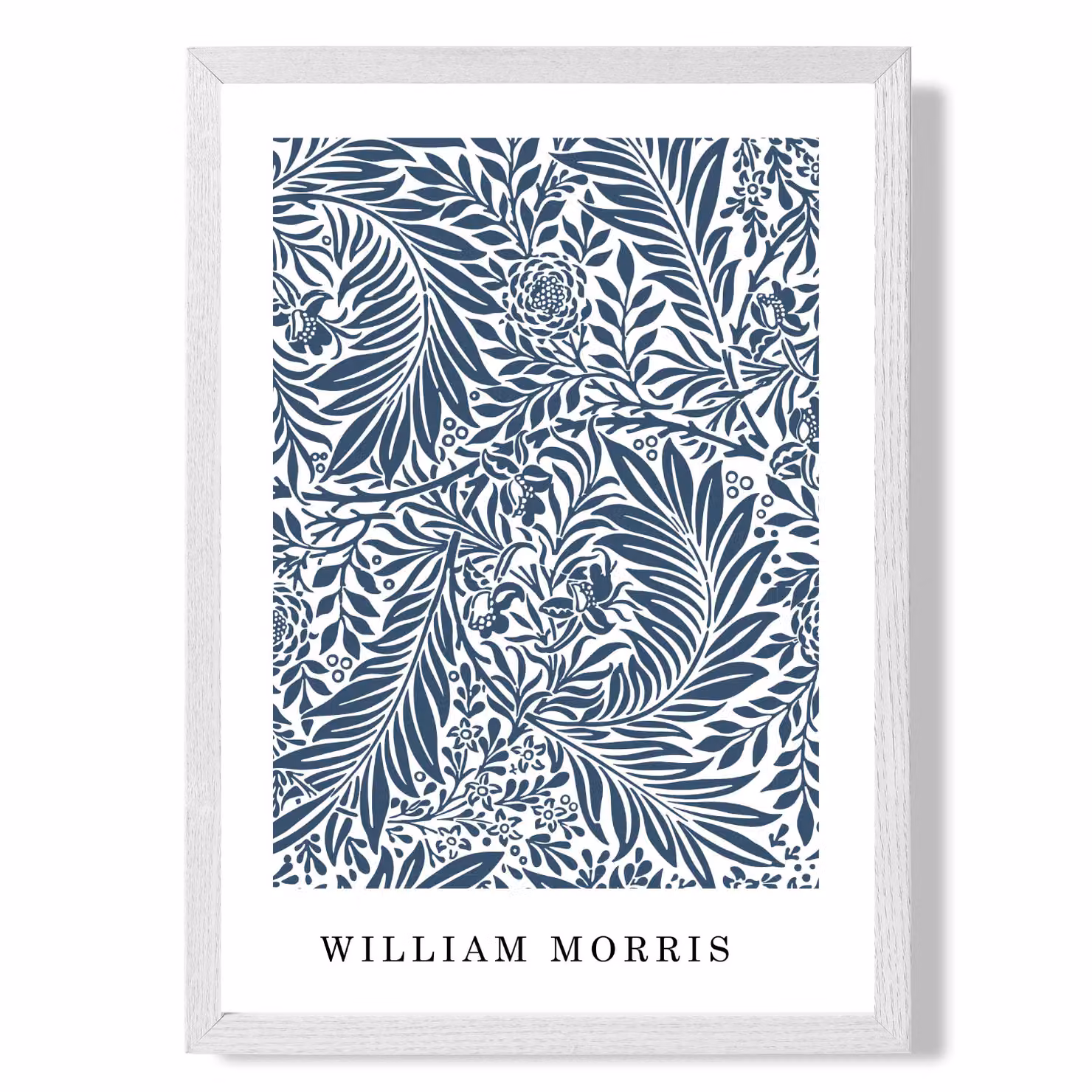 ARTZE Vintage William Morris Larkspur Floral Art Print in Navy and White with White Frame – 2
