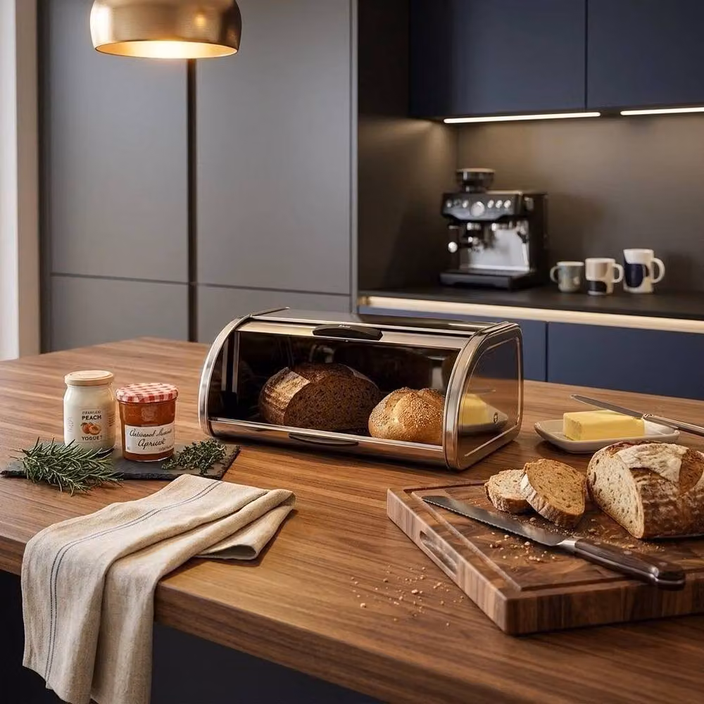 PAWNORA Stainless Steel Bread Bin in Silver – 5