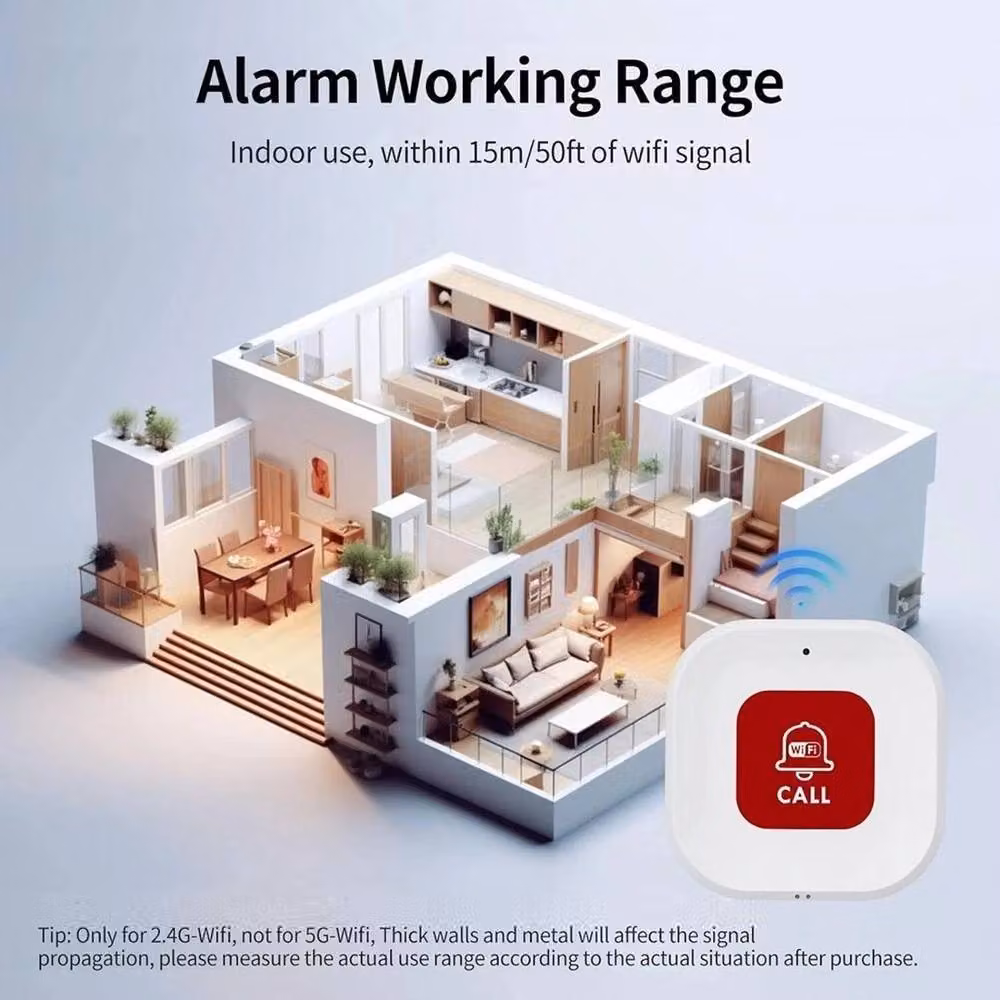 FLAVORA Wireless WiFi SOS Call Button Emergency Medical Alert System in White – 4