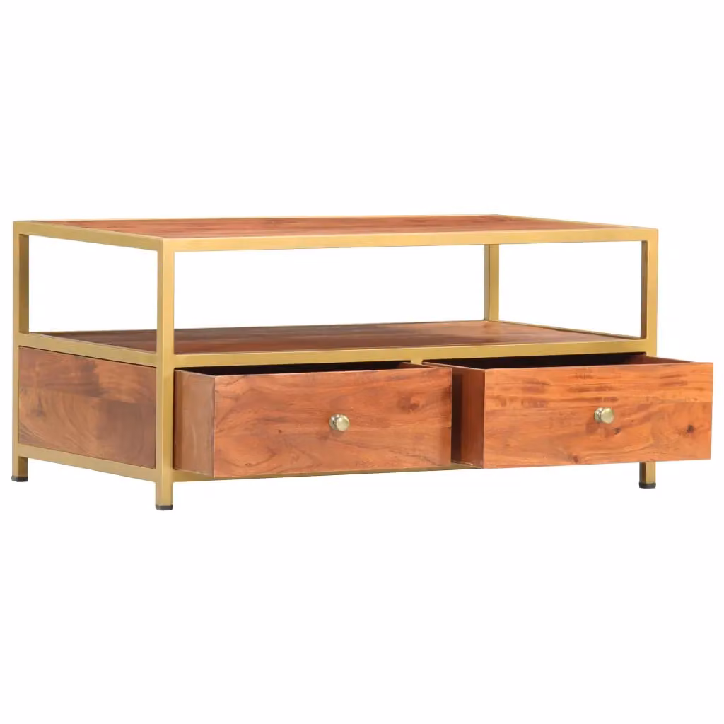 Berkfield Home Rectangular Coffee Table in Brown Solid Acacia Wood W/D/H: 90 x 50 x 40 cm – 2