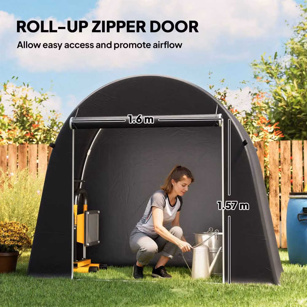 Rolipo Waterproof Bike Storage Tent with Galvanised Steel Frame, Dark Grey, W: 243.84 cm, D: 121.92 cm, H: 121.92 cm – 8