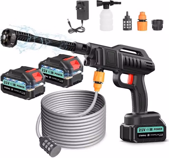 SPETLEK 3000W Cordless Pressure Washer with 2 Rechargeable Batteries in Black – 1