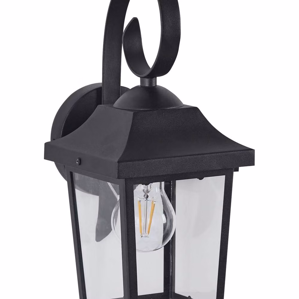 Wyld and Coco Black Metal and Transparent Glass Outdoor Wall Lantern Sconce – 2