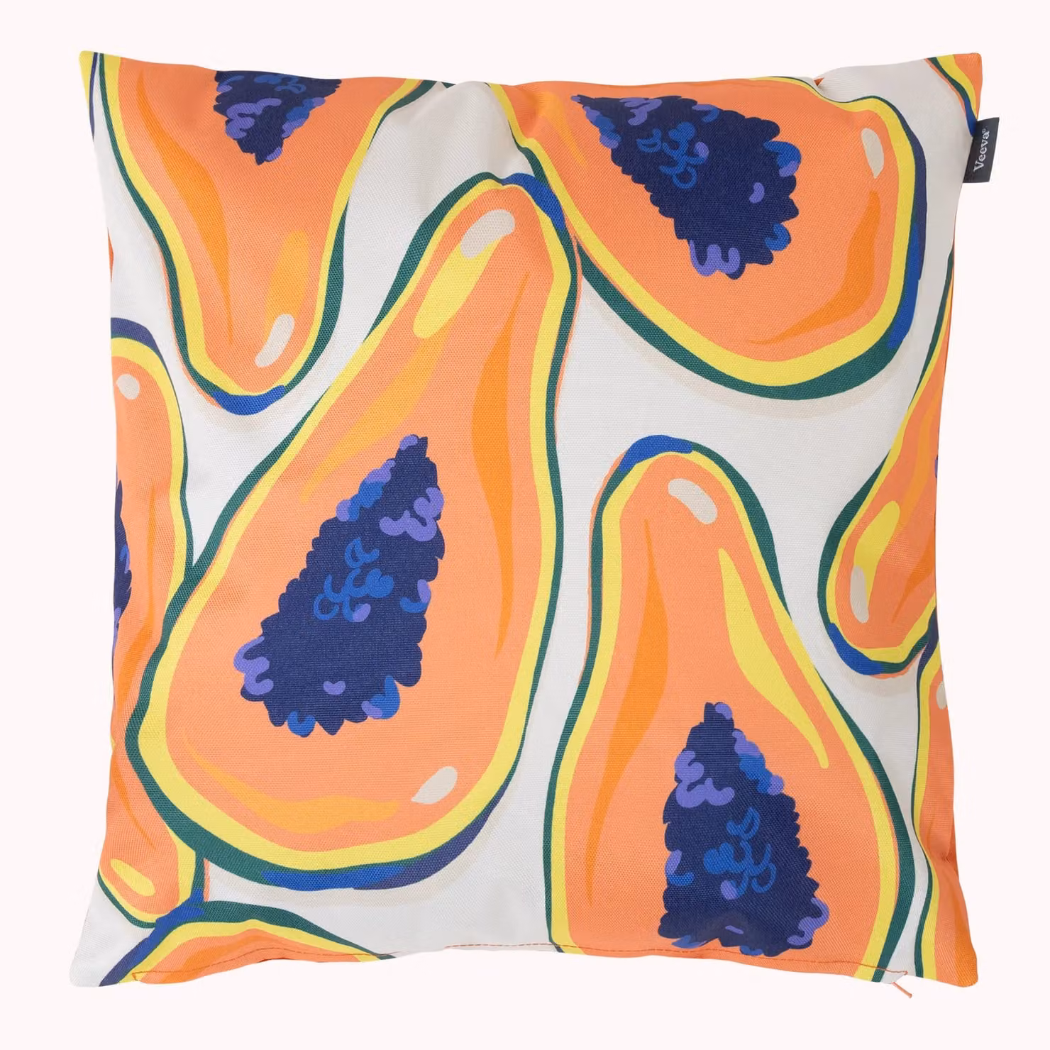icon Indoor & Outdoor Papaya Fruit Print Waterproof Cushion, Orange and Multicolour, W/D/H: 43 x 43 x 43 cm – 2