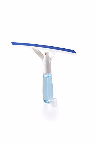 Addis Window Glass Squeegee with Built-In Spray System and Bottle, White and Blue – 1