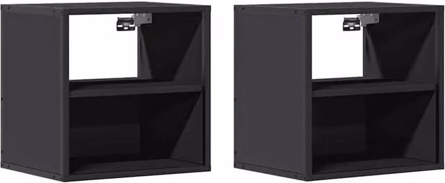 Berkfield Home Set of 2 Wall-mounted Bedside Cabinets, Black, W: 40 cm, D: 31 cm, H: 39.5 cm