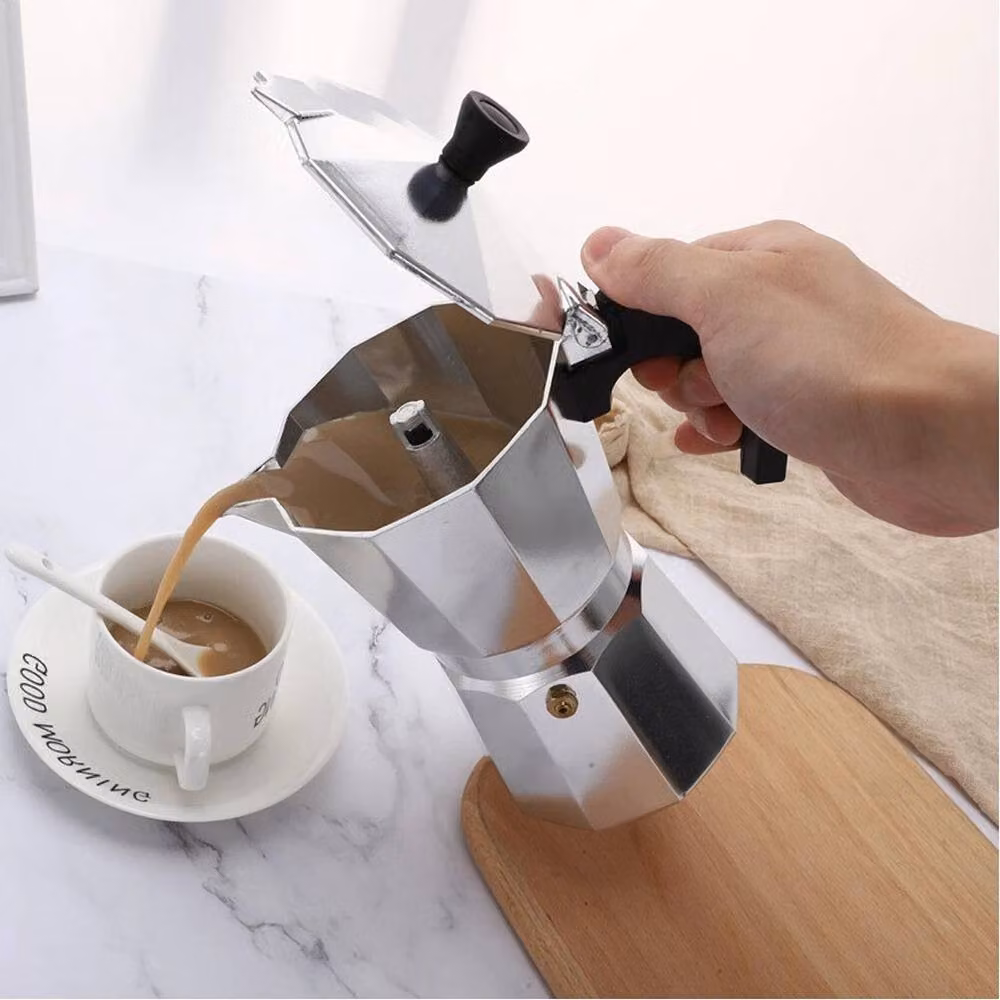 FLAVORA 450ml Stove Top Moka Coffee Pot in Metallic Silver – 5