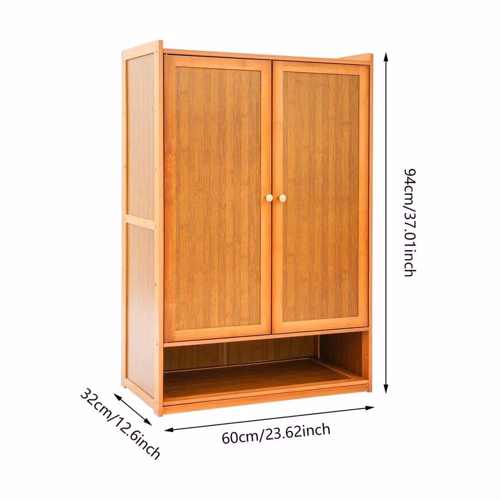 Havendro Brown Modern Shoe Storage Cabinet with 2 Hinged Doors and Internal Shelves – 2