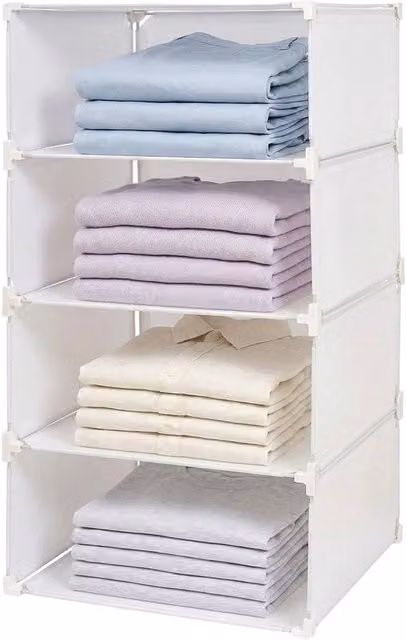 FLAVORA 4 Storeys White Modular Cube Storage Cabinet