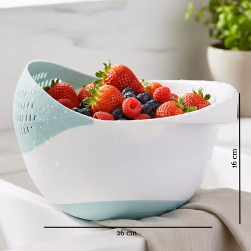 Orsina Green and White 4 Litre Fine Mesh Plastic Colander with Handles – 2