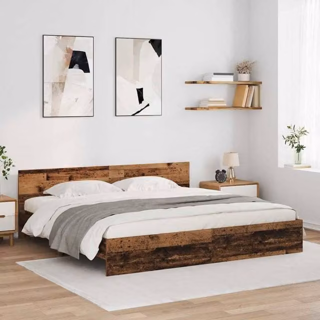 Berkfield Home Modern Bed Frame with Headboard and Lift Up Base in Brown Engineered Wood, 180 x 200 cm – 1