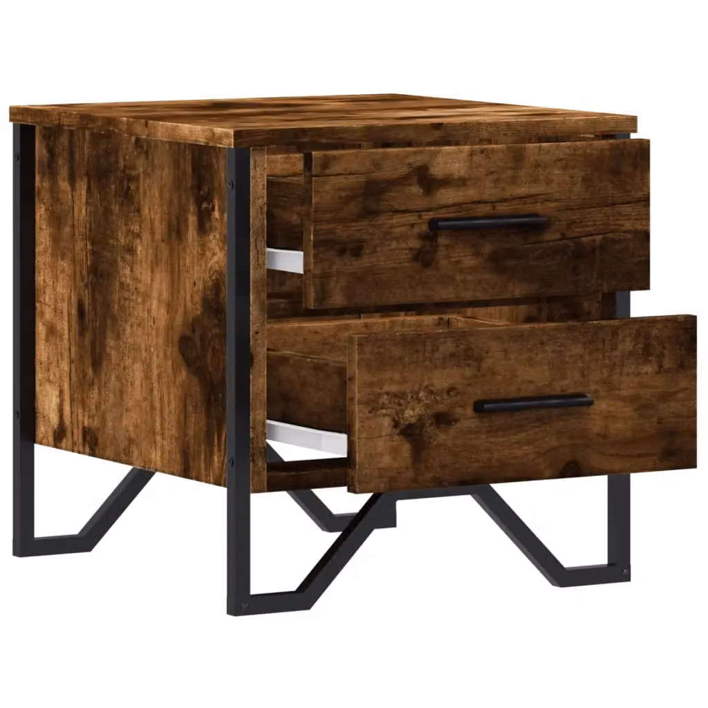 Berkfield Home Set of 2 Modern Bedside Cabinets in Smoked Oak Brown, W/D/H: 40 x 41 x 40 cm – 5