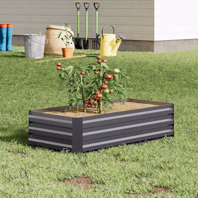 Breeins Grey Metal Raised Garden Bed W/D/H: 100 x 30 x 30 cm