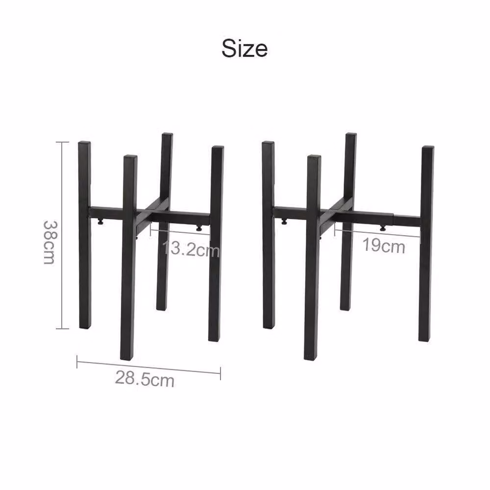 VOGREX 2-in-1 Extendable Metal Plant Pot Stand in Matt Black – 2