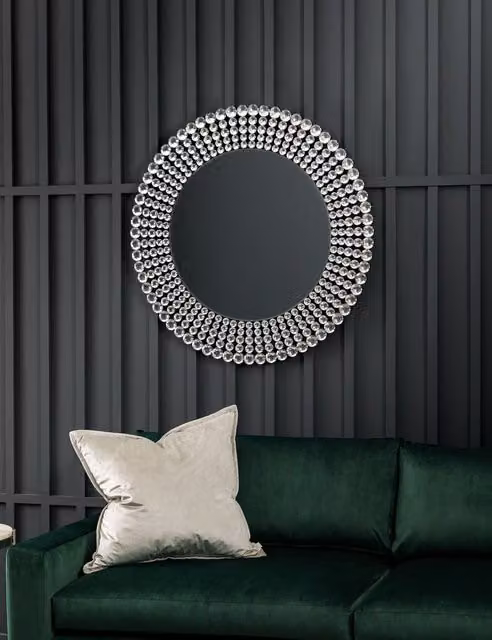 Gallery Direct Sharrington Large Round Modern Wall Mirror in Silver