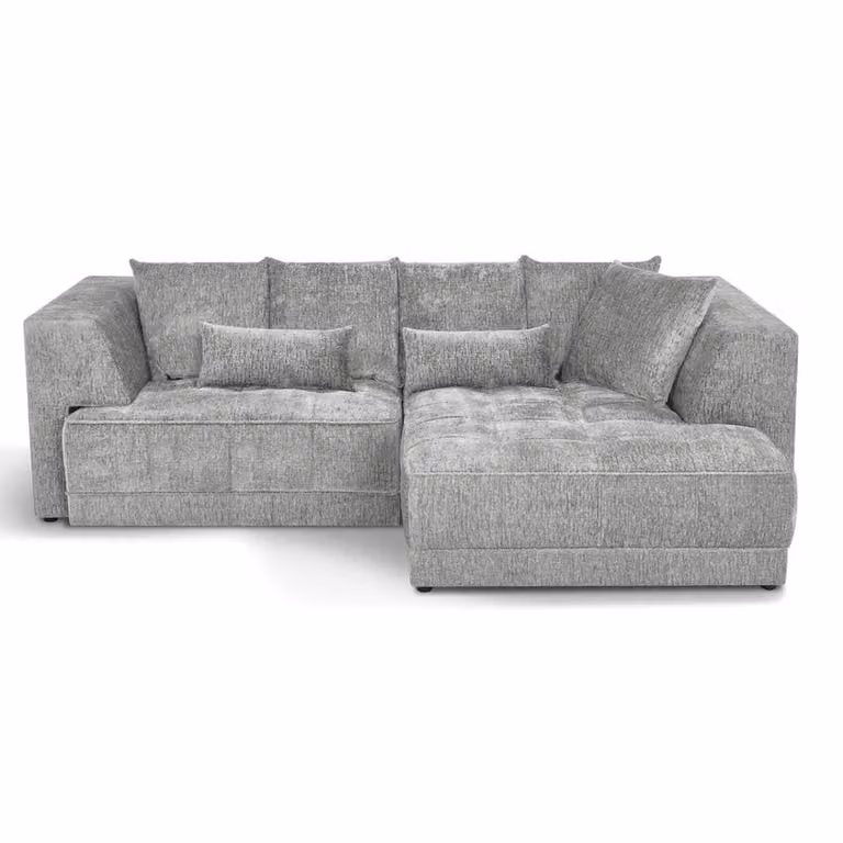 Home & Love Brooklyn Silver Fabric Right Hand L-Shape Electric Storage Sofa Bed