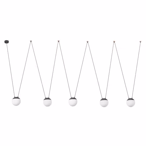 Netlighting Mine 5-Light Suspended Ceiling Pendant in Grey and Wood with E27 Bulbs