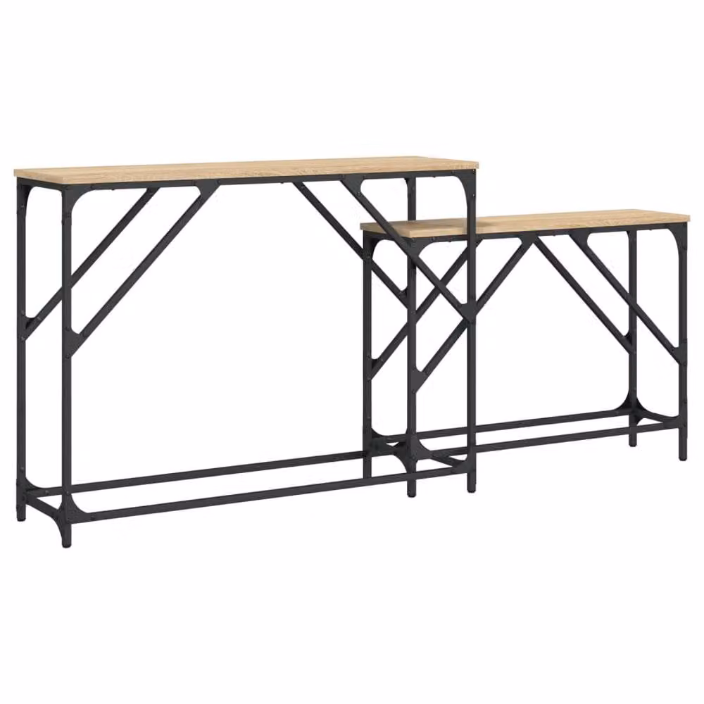 Berkfield Home Nesting Console Tables, 2 Piece Set in Sonoma Oak and Beige Engineered Wood – 2