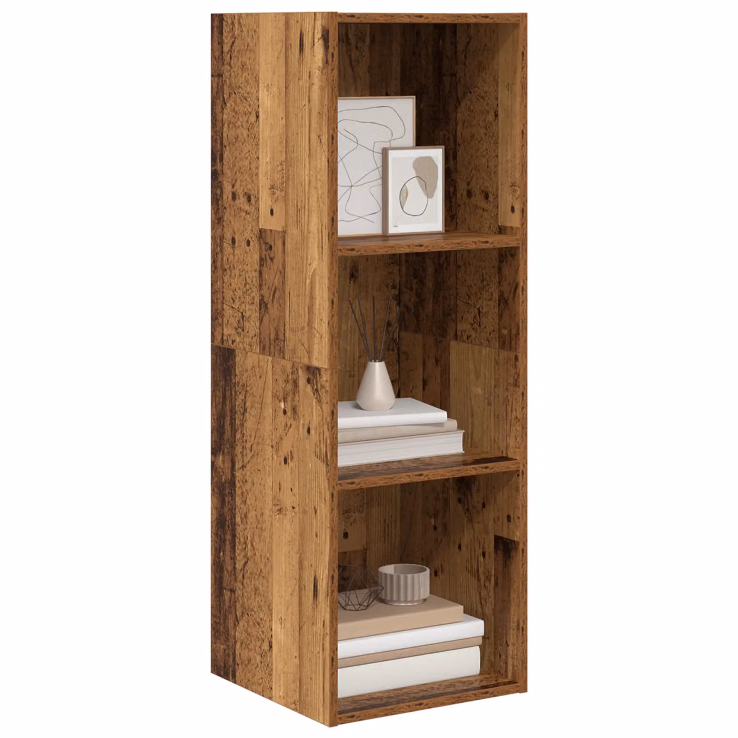 Berkfield Home TV Cabinet with Shelf in Brown Old Wood, W/D/H: 37 x 37 x 107 cm – 2
