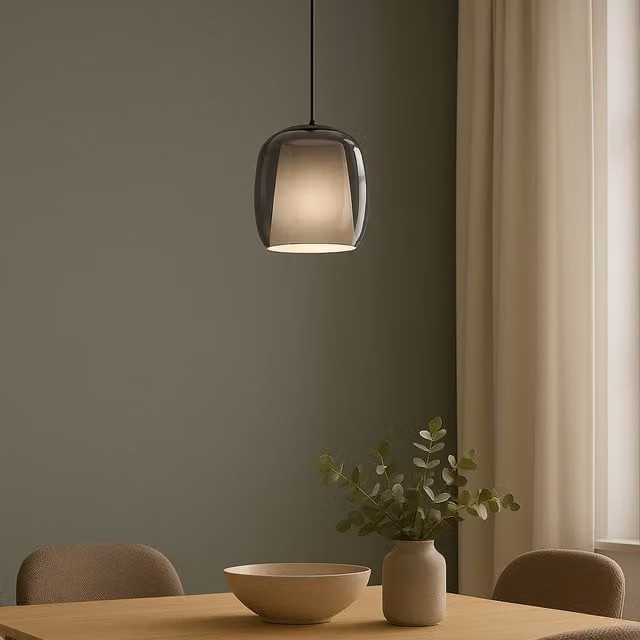 Eglo Ciampino Modern Glass Pendant Light in Black and Transparent