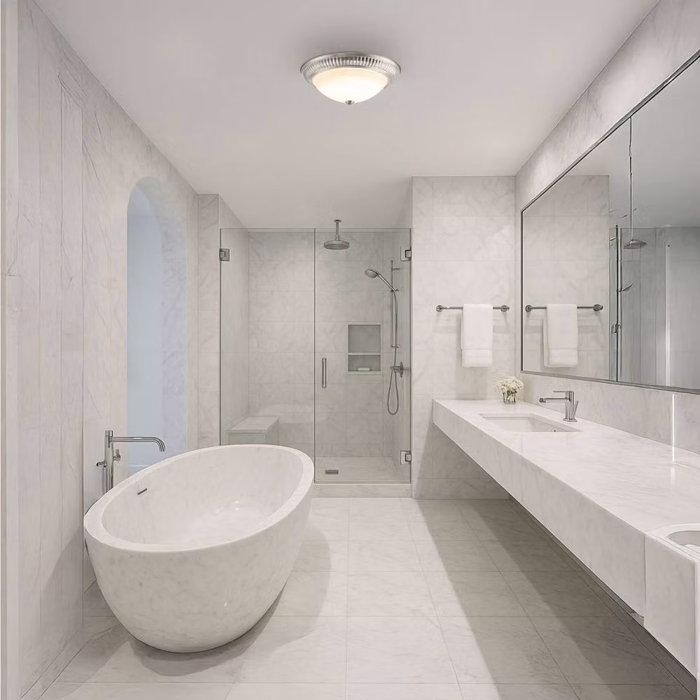 Happy Homewares Modern LED IP44 Flush Ceiling Light with Motion Sensor in Metallic Silver – 2
