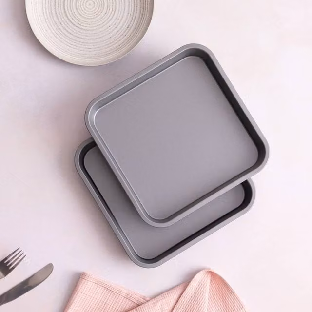 Betterware Essentials Non-Stick Carbon Steel Brownie Tins, Silver, 2 x 23 cm – 1