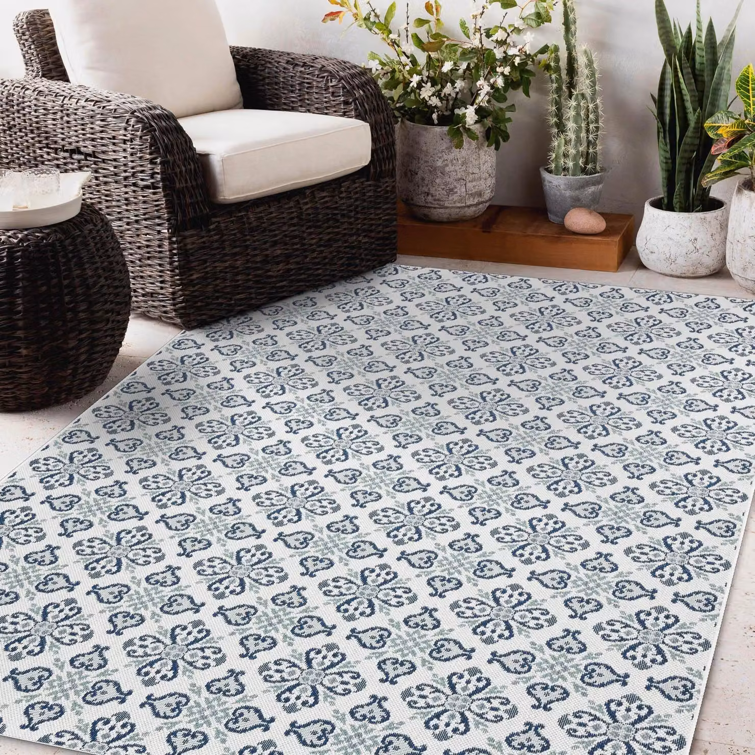 RugsX Mediterranean Flat Weave Colour Rug in White and Multicolour, W: 200 cm, D: 290 cm – 2