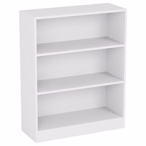 Vida Designs Cambridge 3 Tier Low Bookcase, White Wood, W/D/H: 75 x 24 x 60 cm