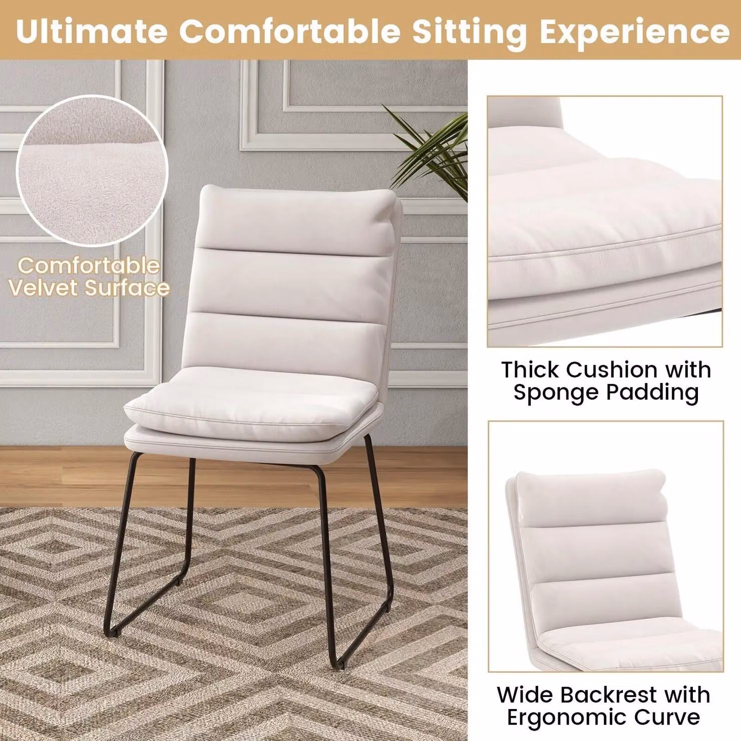 Costway Set of 2 Upholstered Accent Lounge Chairs in White – 4