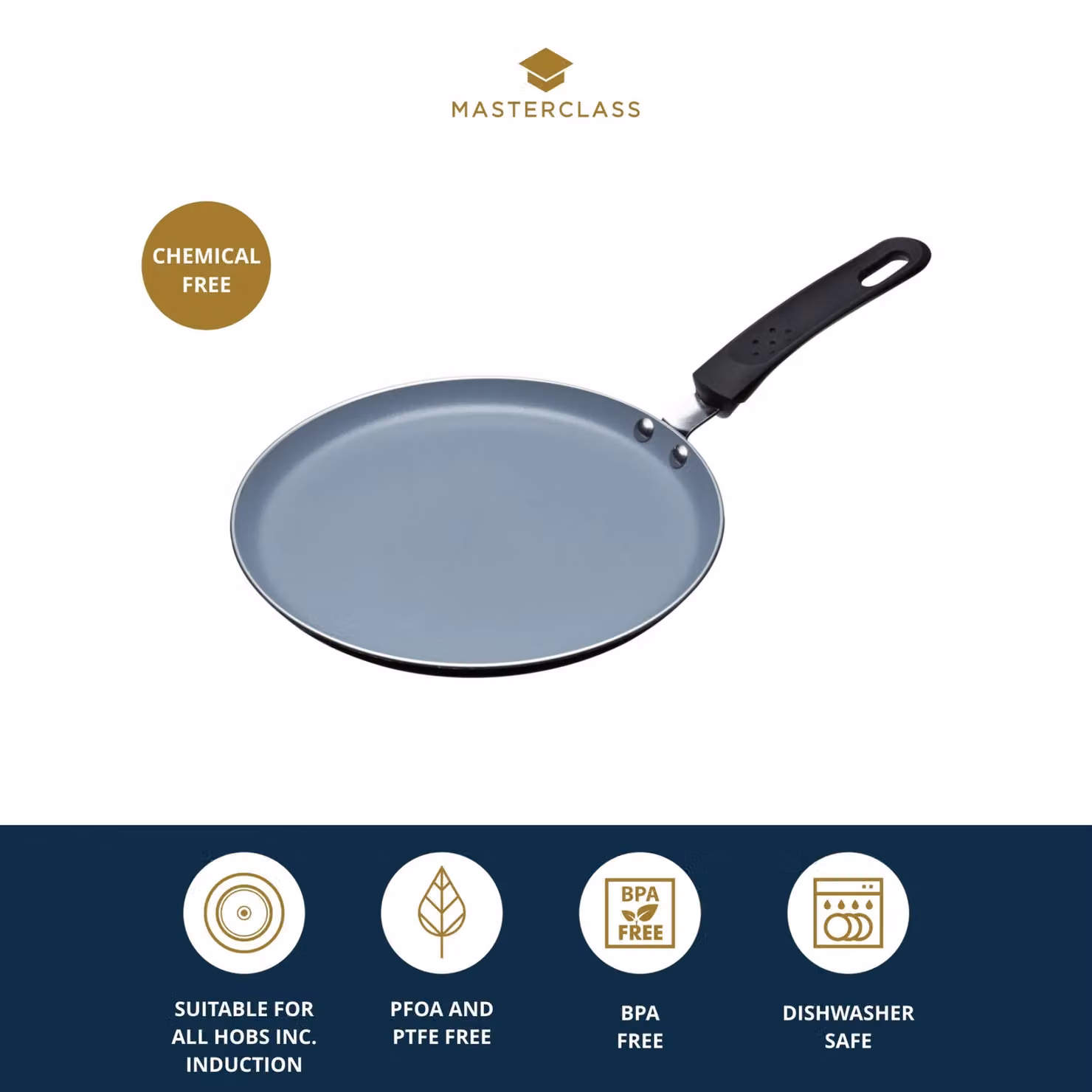 MasterClass Ceramic Non-Stick Aluminium Crepe Pan, Diameter: 24 cm, Dark Grey – 3