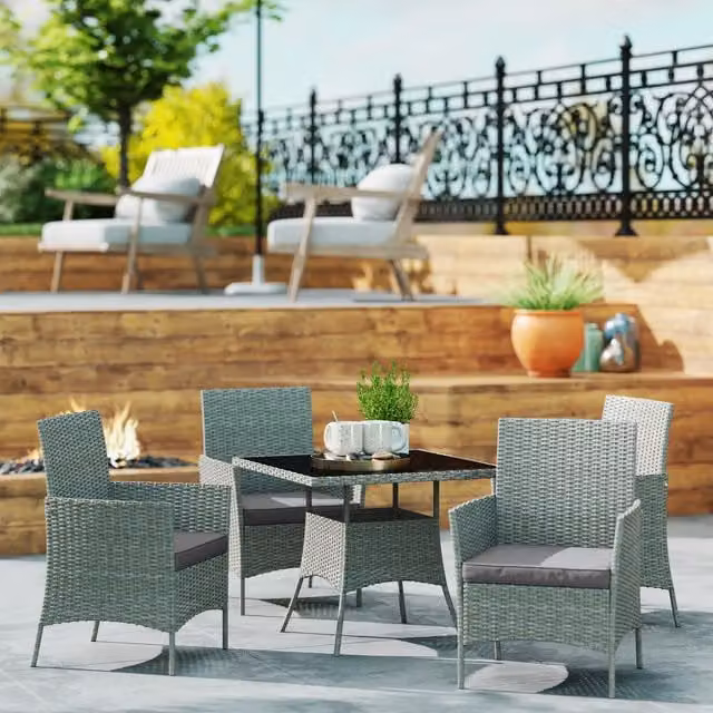 Outsunny 5-Piece Rattan Garden Furniture Set in Grey
