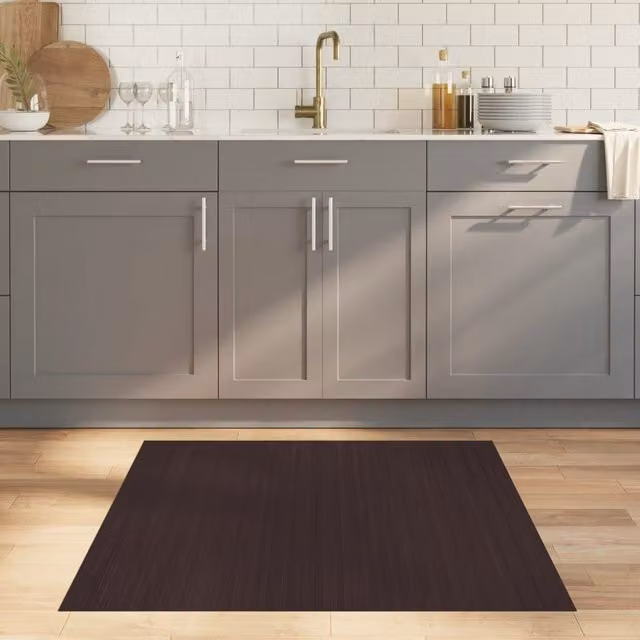 Berkfield Home Square Bamboo Rug in Brown, W/D/H: 100 x 100 x 1 cm – 1