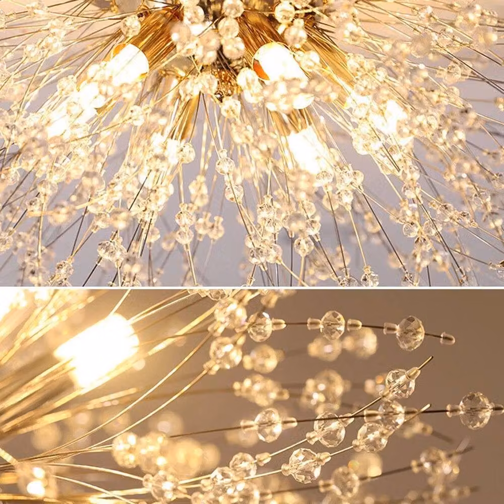 FORGEVIO Gold Modern Fireworks LED Crystal Chandelier in Gold and Brass with Warm White Light – 2