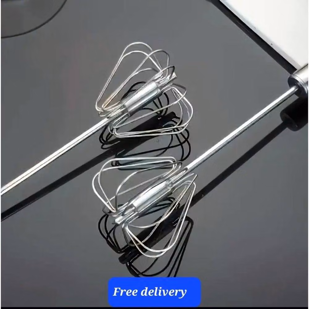 PAWNORA Stainless Steel Manual Push Whisk Egg Beater in Silver, 30 cm – 4